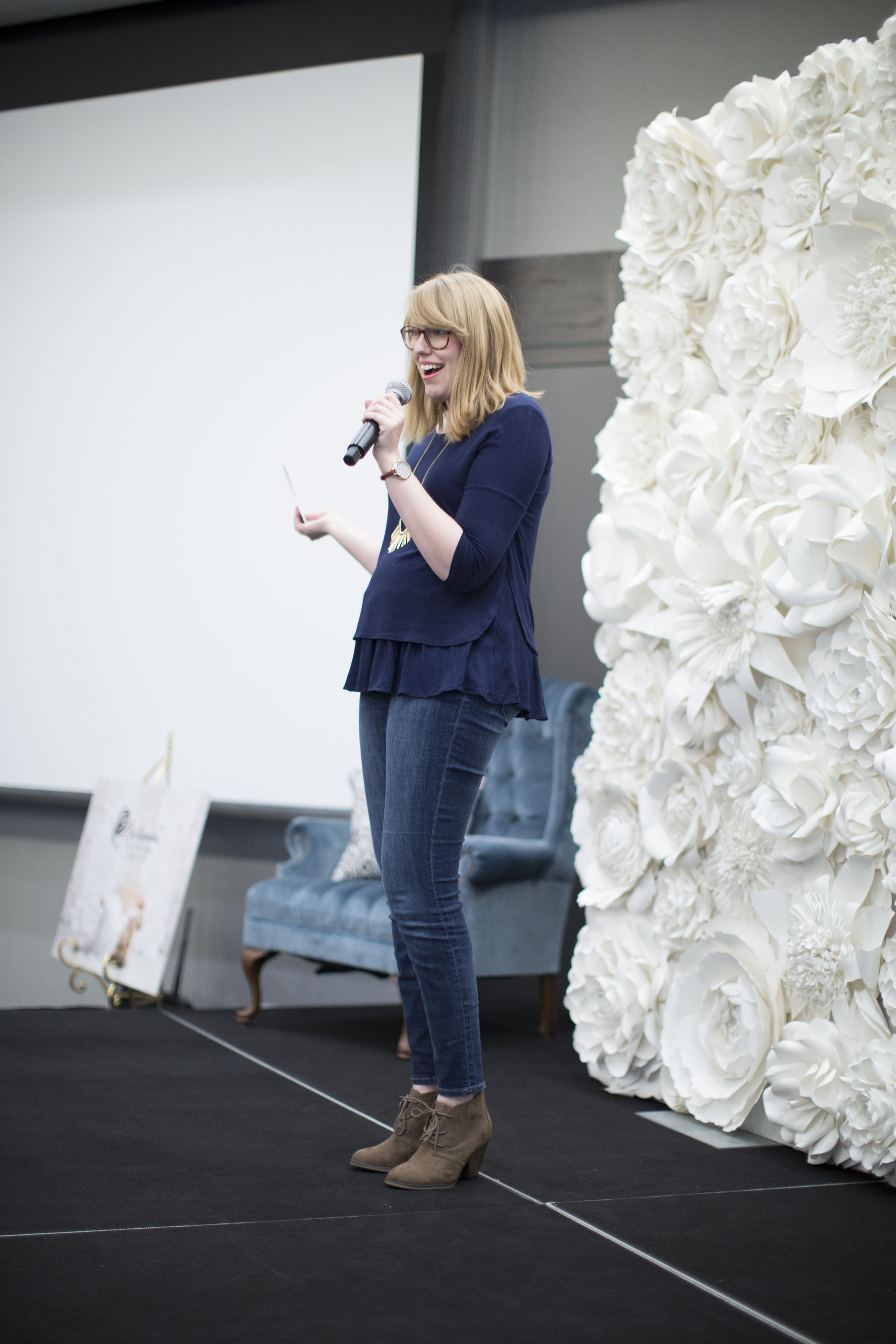 Emcee Nicole Seligman at Thrive Blog Conference - Cup of Charisma / Thrive Blog Conference changed the way I view blogging. Here are the 7 game-changing things I learned.
