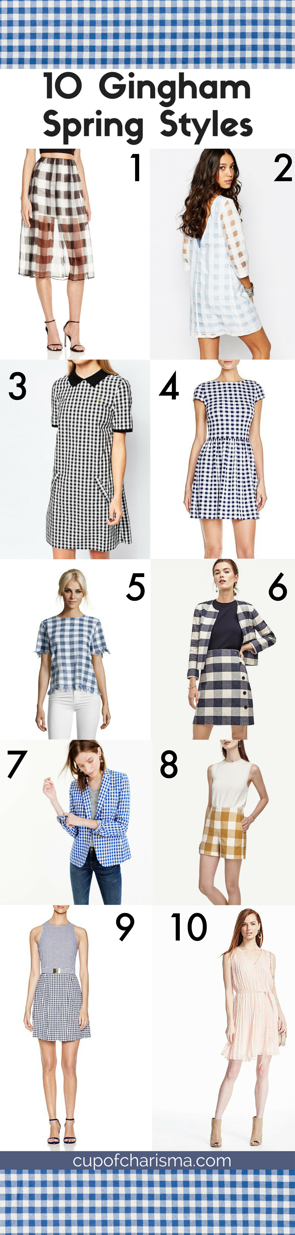 Gingham is one of the top spring trends, so here's a definitive list of the top 10 gingham pieces to add to your closet. 