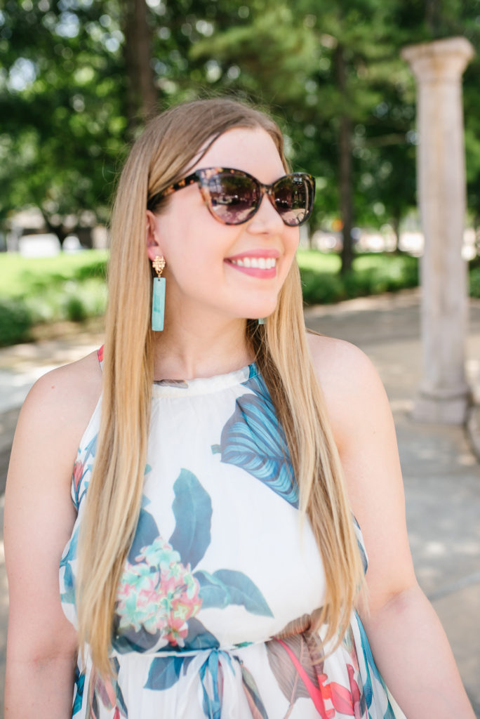 Akola Earrings Chicwish Floral Maxi Dress for Summer - Jillian Goltzman, Cup of Charisma Houston Lifestyle Blog 13